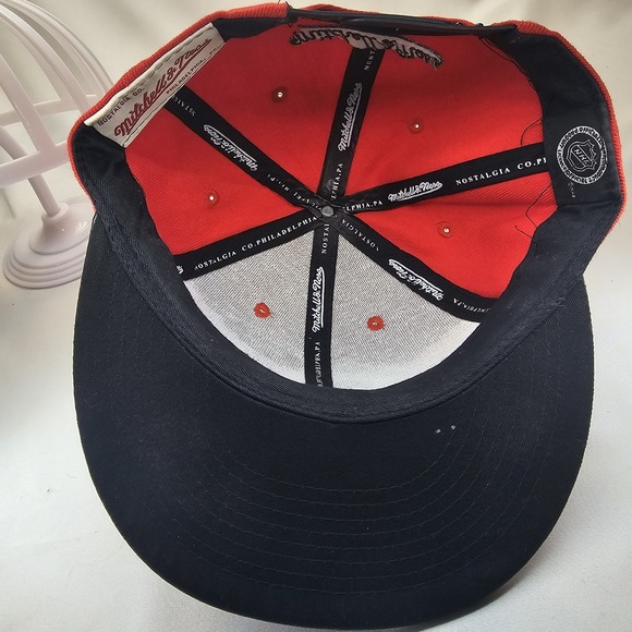 Mitchell & Ness New Jersey Devils Snapback Hat Faux Leather Bill NHL Licensed - Picture 6 of 8